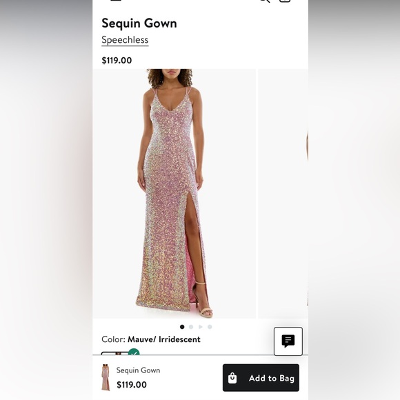 Mauve/Pink Sequin & Velvet Floor-Length Gown - Picture 4 of 11